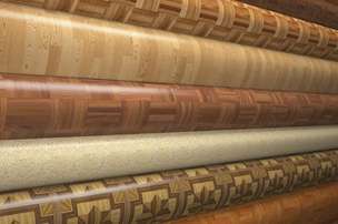 Rolls of linoleum